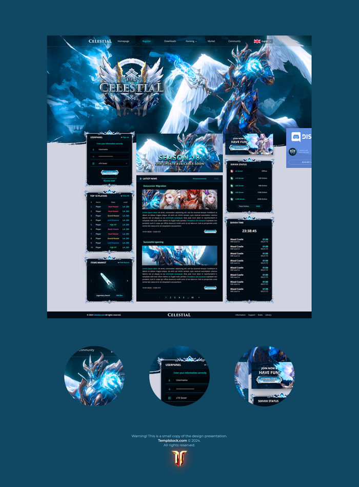 Celestial MU Game Website Template