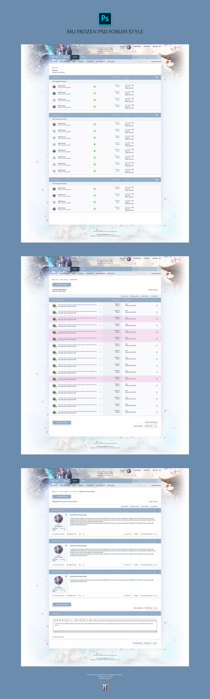 Mu Frozen Game Forum PSD Style